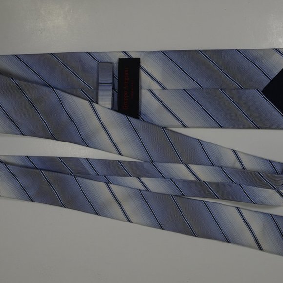 GRUPPO ARTIGIANI Navy Gray Silk Tie Striped - Picture 10 of 12